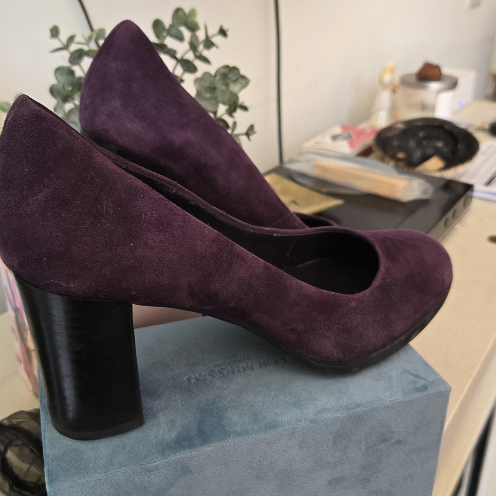 Franco Sarto Deep Purple Suede Heels - Picture 2 of 7